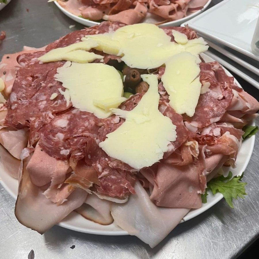 Antipasto platter of cured meats and cheese